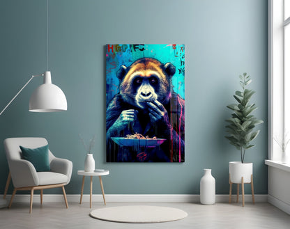 Hungry Monkey Glass Wall Art