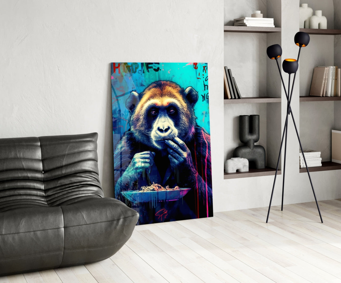 Hungry Monkey Glass Wall Art
