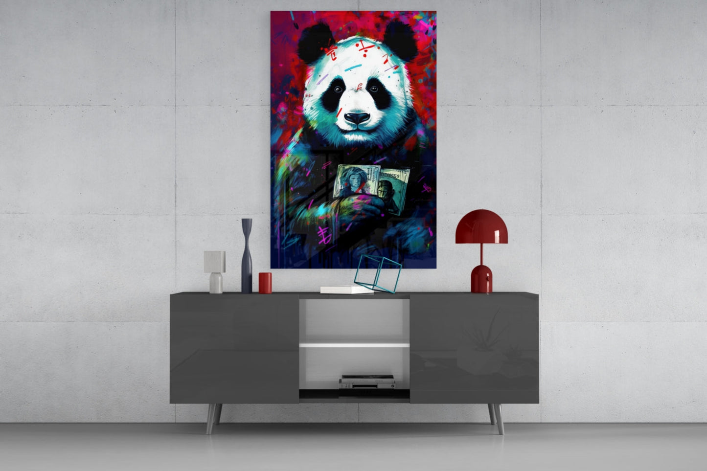 Bibliophile Panda Glass Wall Art Pop Art Print