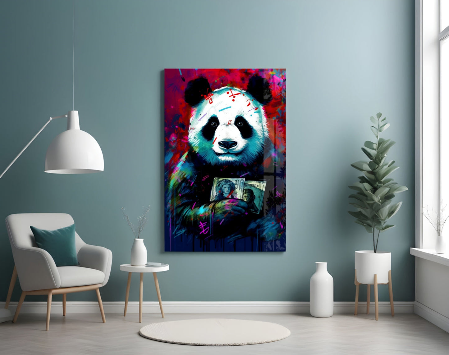 Bibliophile Panda Glass Wall Art Pop Art Print