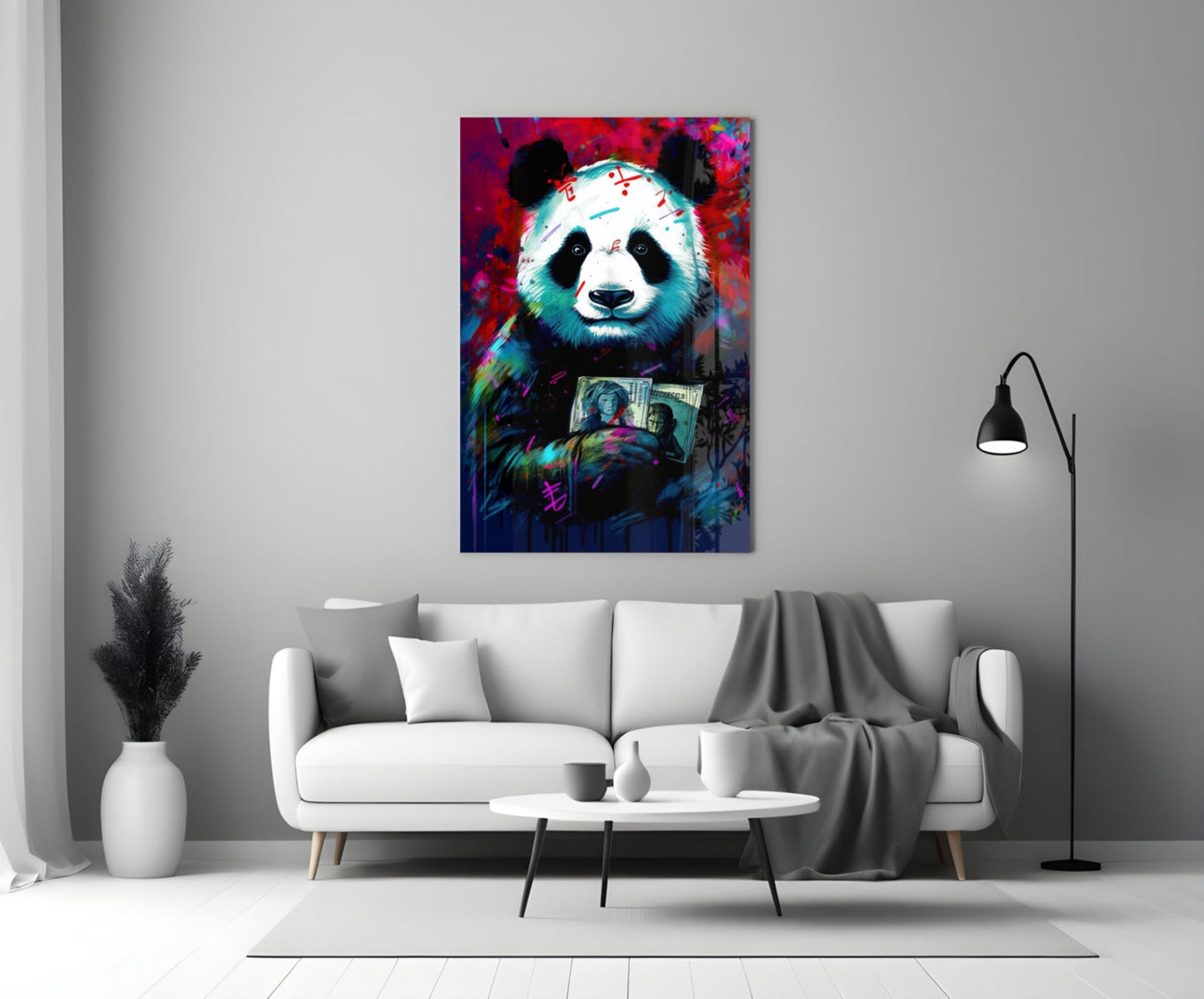 Bibliophile Panda Glass Wall Art Pop Art Print