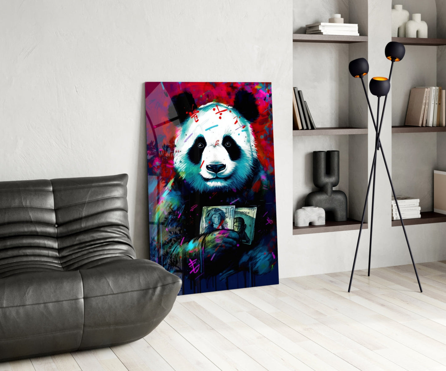 Bibliophile Panda Glass Wall Art Pop Art Print