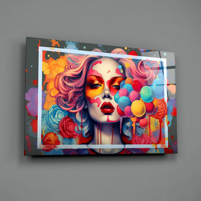 Balloons and the Kiss Glass Wall Art