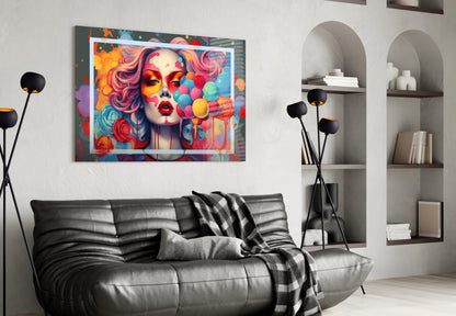 Balloons and the Kiss Glass Wall Art