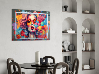 Balloons and the Kiss Glass Wall Art