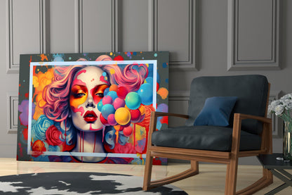 Balloons and the Kiss Glass Wall Art