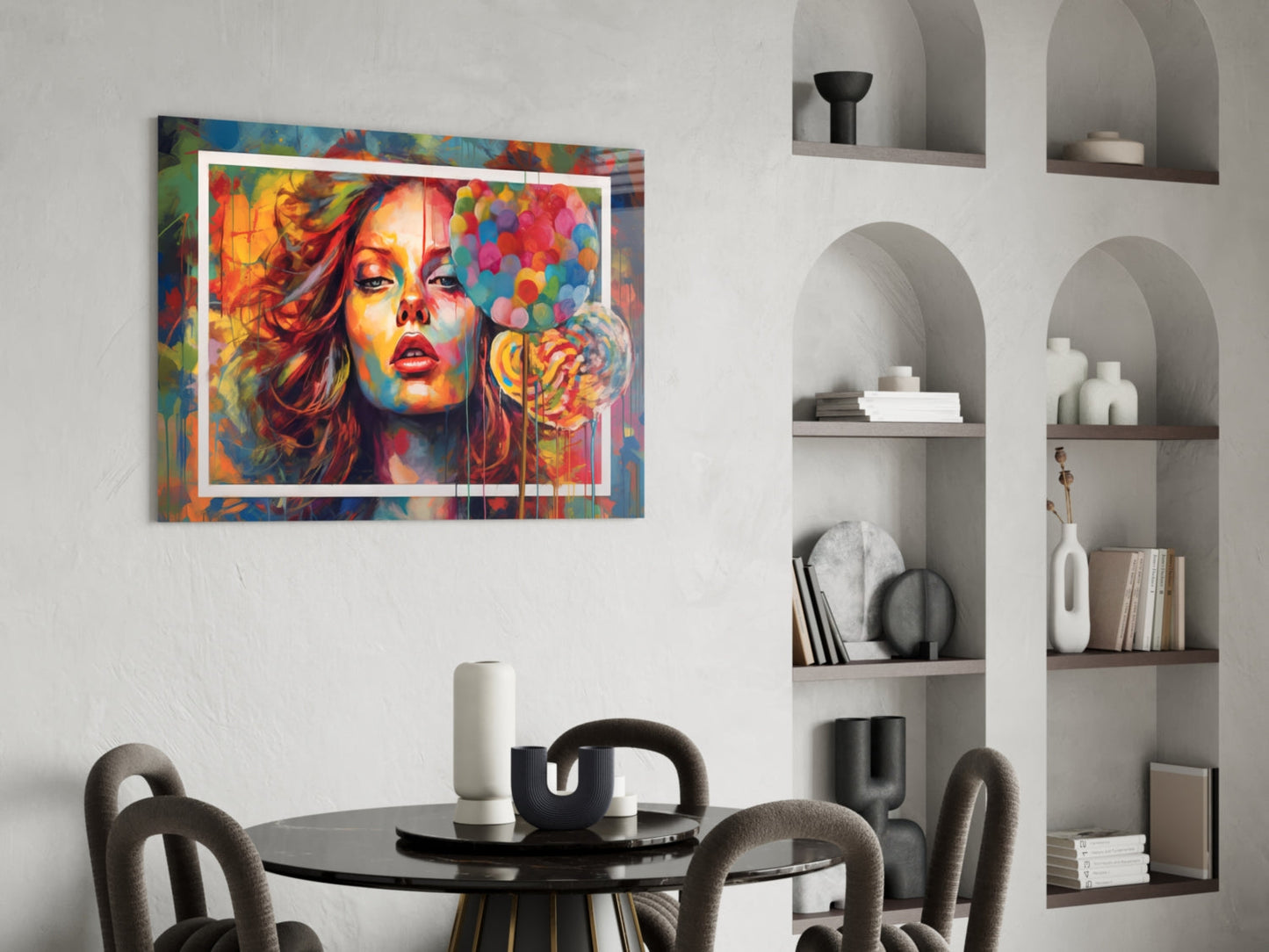 Orange Kiss Pop Art Portrait Glass Wall Art