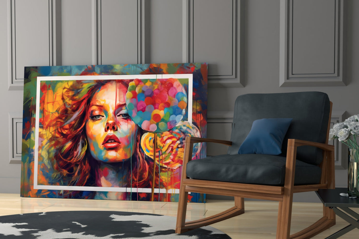 Orange Kiss Pop Art Portrait Glass Wall Art