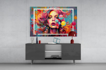 Bubbles and Kisses Glass Wall Art