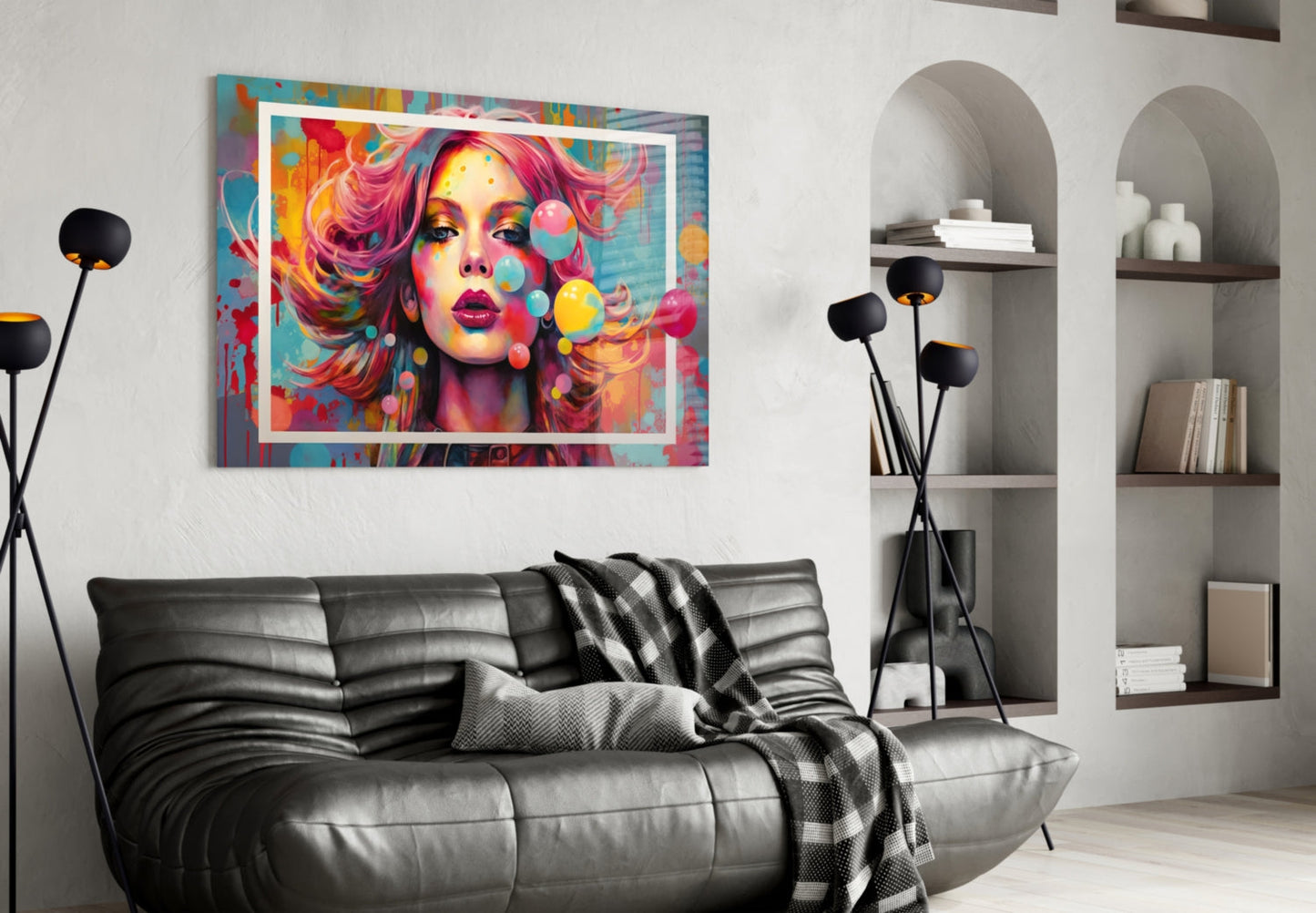 Bubbles and Kisses Glass Wall Art