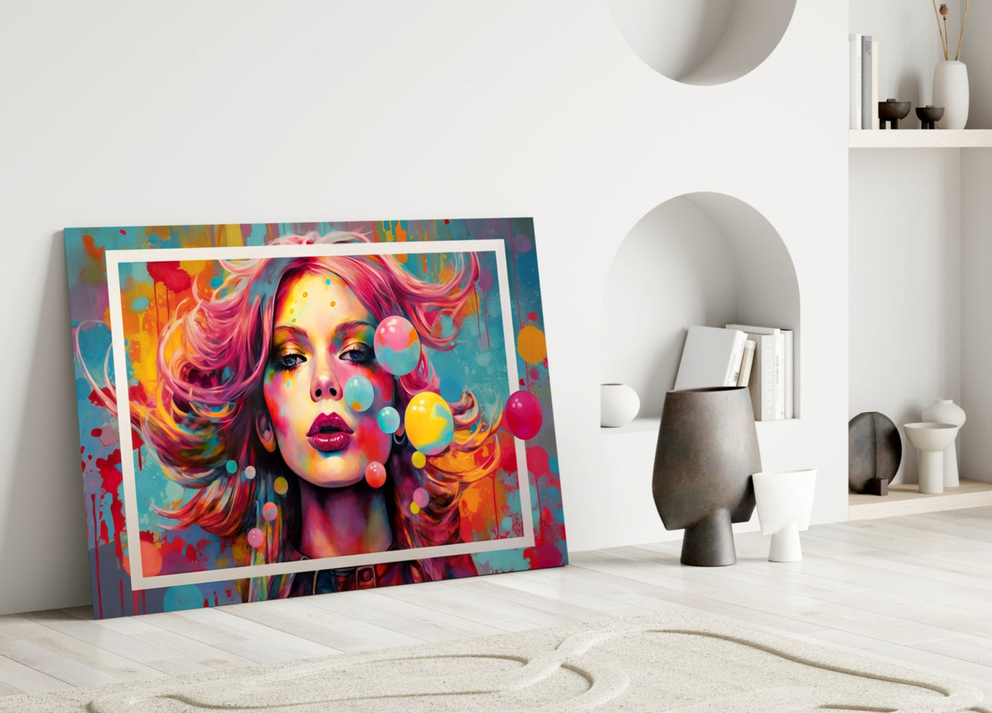 Bubbles and Kisses Glass Wall Art