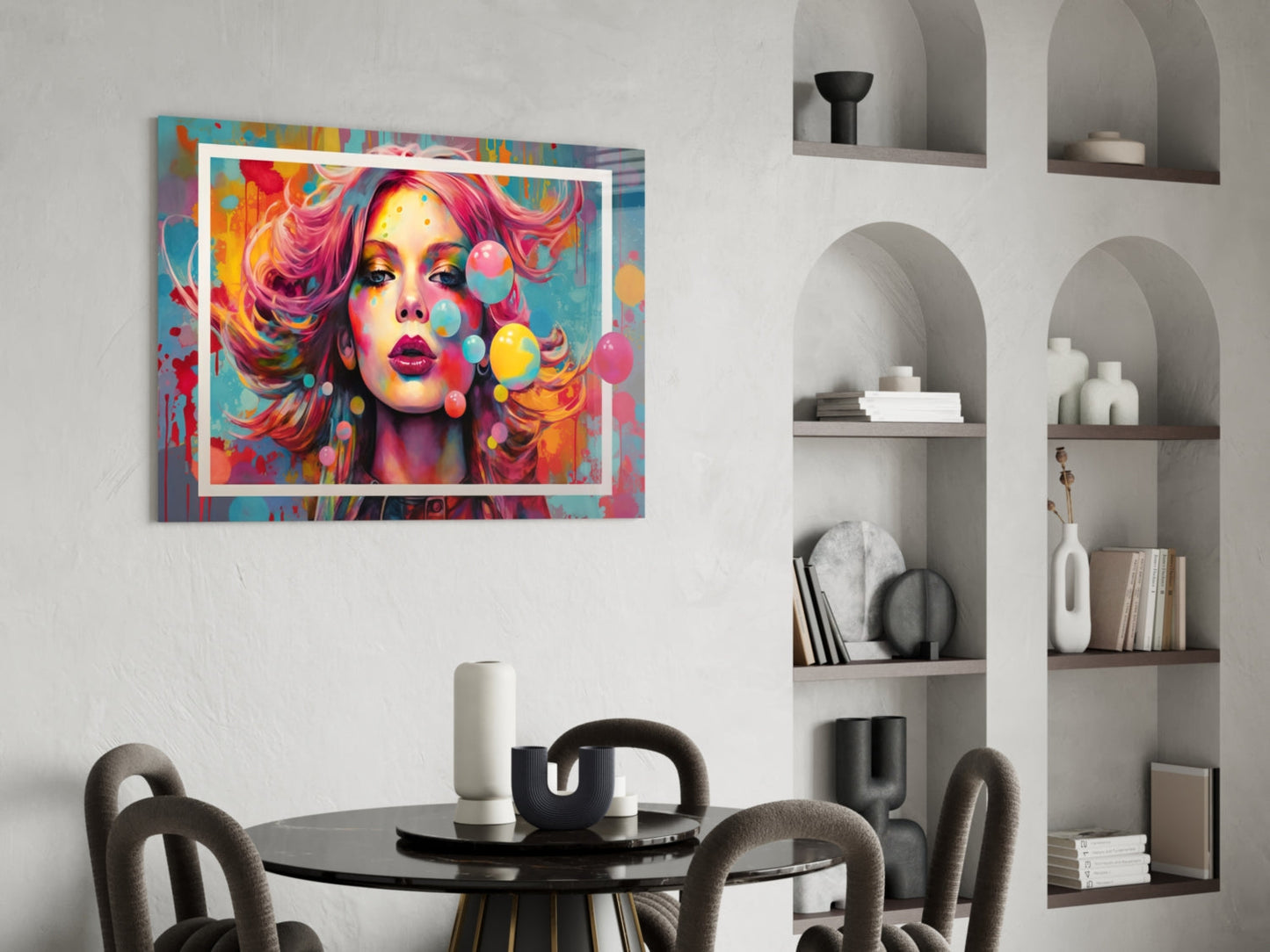 Bubbles and Kisses Glass Wall Art