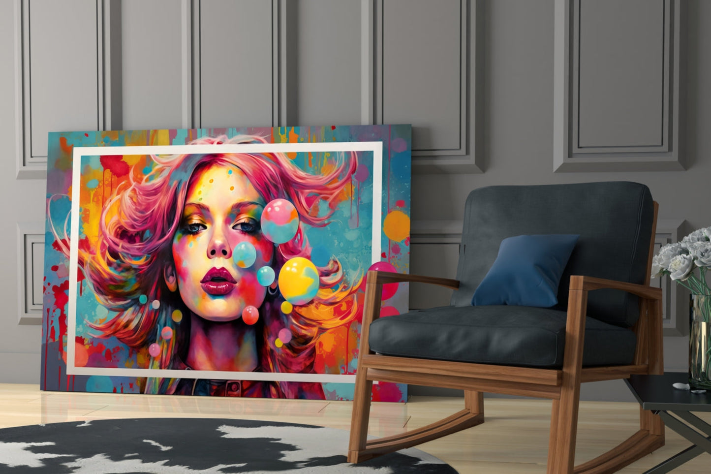 Bubbles and Kisses Glass Wall Art