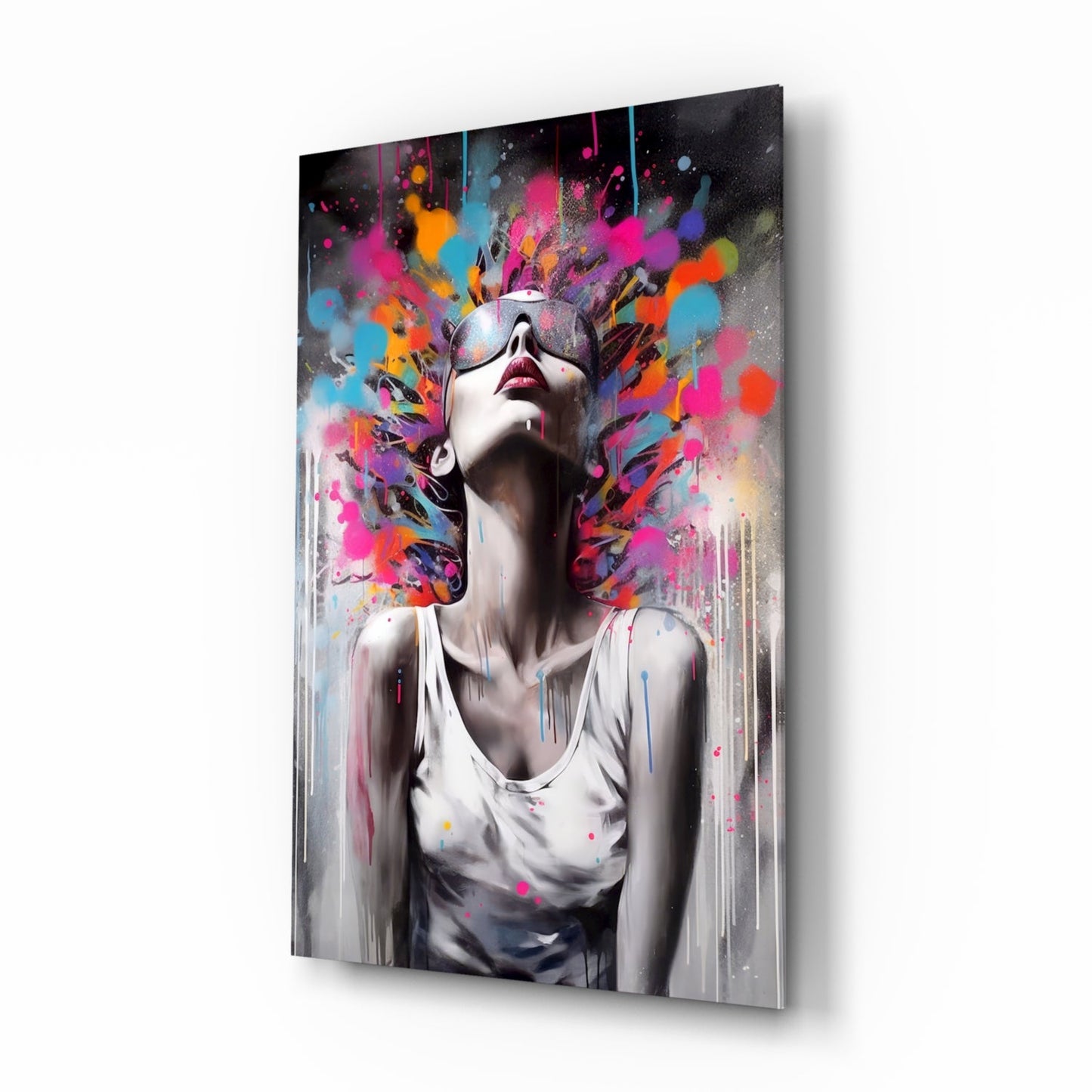 Colors in My Head chromatic burst portrait glass wall art