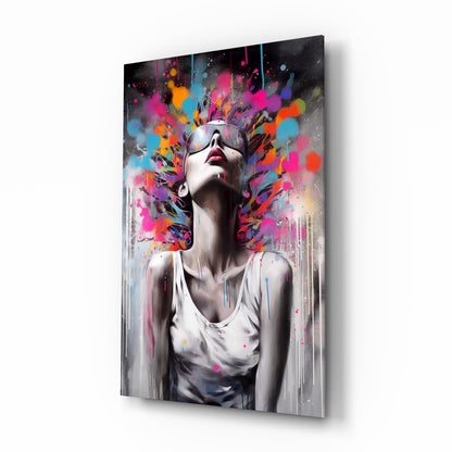 Colors in My Head chromatic burst portrait glass wall art