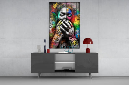 Graffiti Muse Portrait Glass Wall Art
