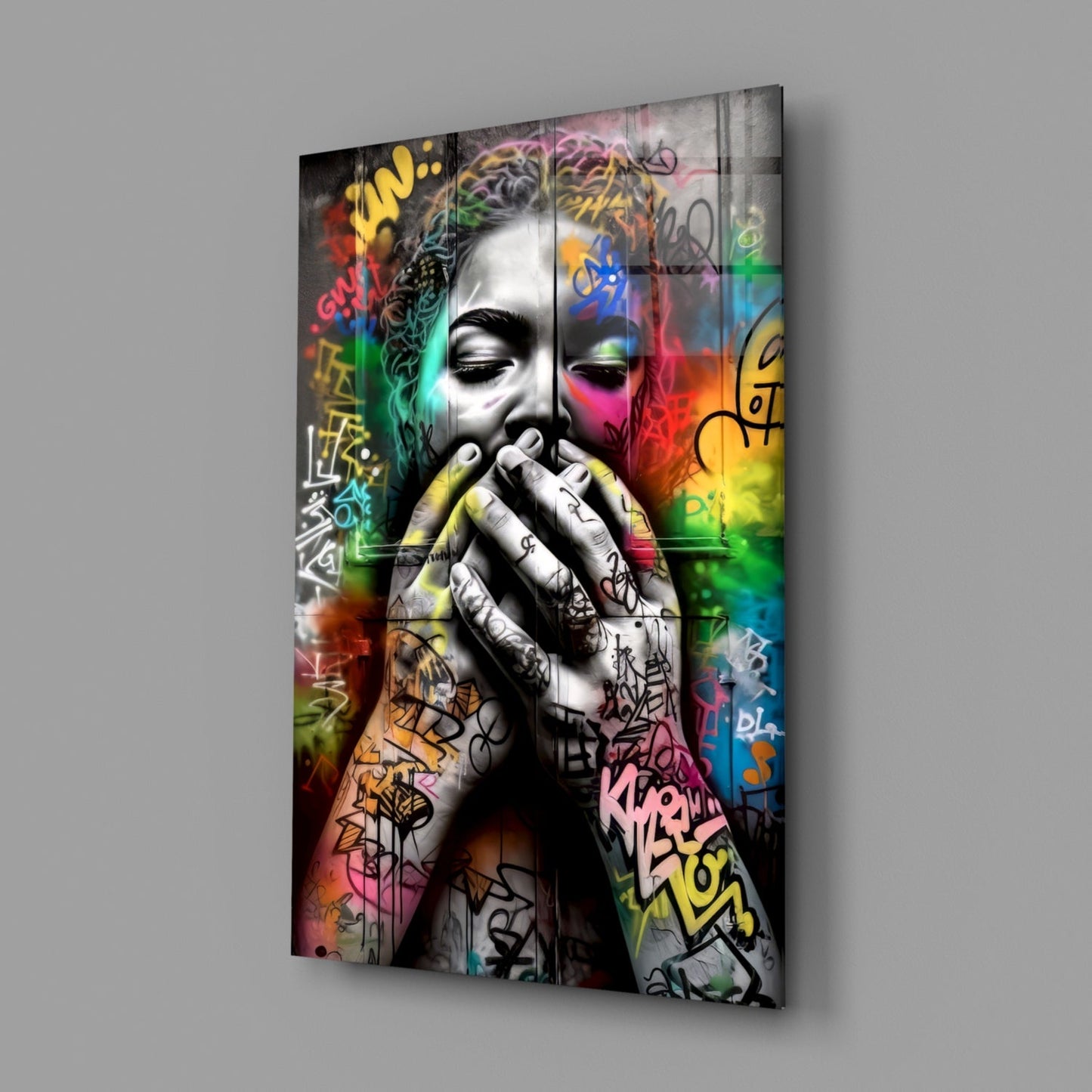 Graffiti Muse Portrait Glass Wall Art
