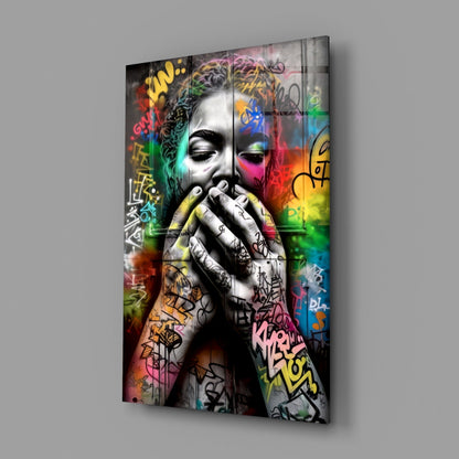 Graffiti Muse Portrait Glass Wall Art