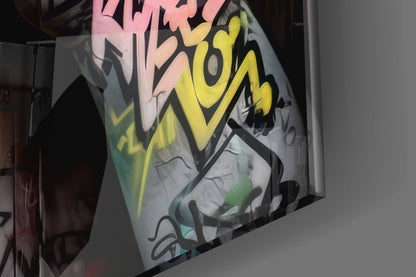 Graffiti Muse Portrait Glass Wall Art