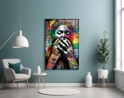 Graffiti Muse Portrait Glass Wall Art