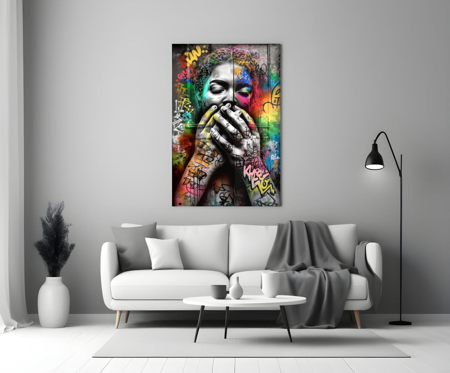 Graffiti Muse Portrait Glass Wall Art