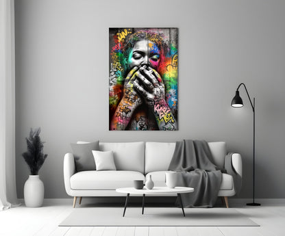 Graffiti Muse Portrait Glass Wall Art