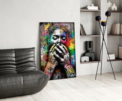 Graffiti Muse Portrait Glass Wall Art