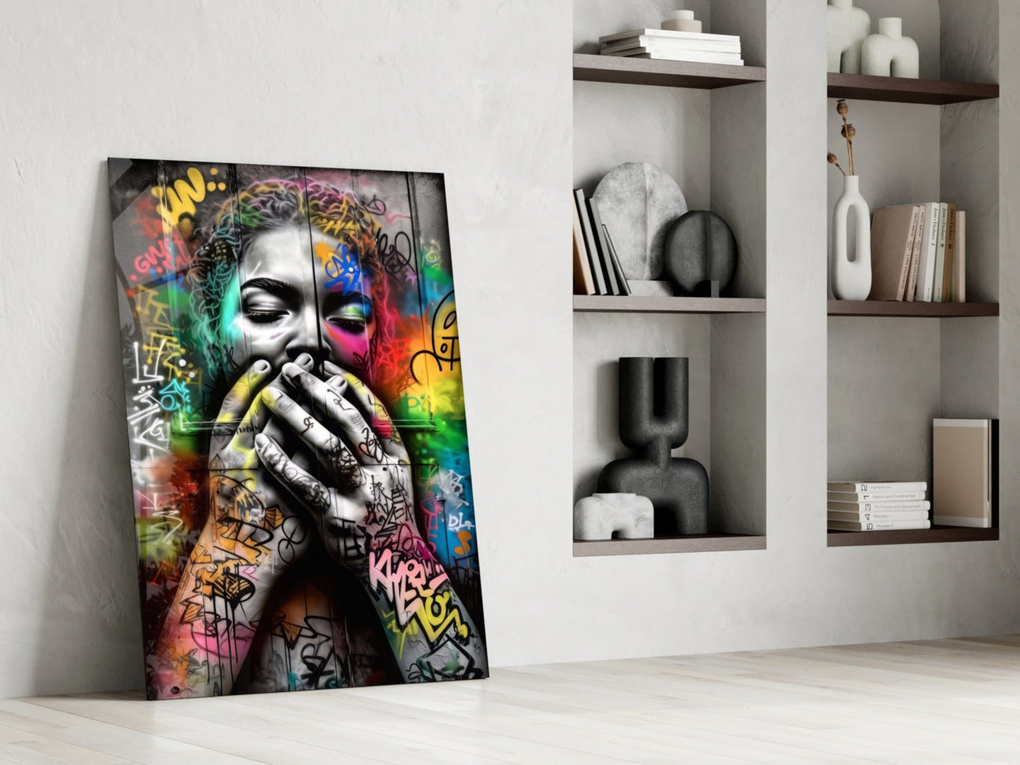 Graffiti Muse Portrait Glass Wall Art