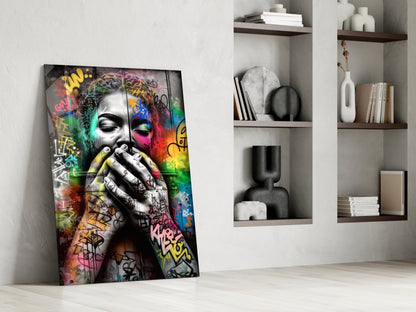 Graffiti Muse Portrait Glass Wall Art