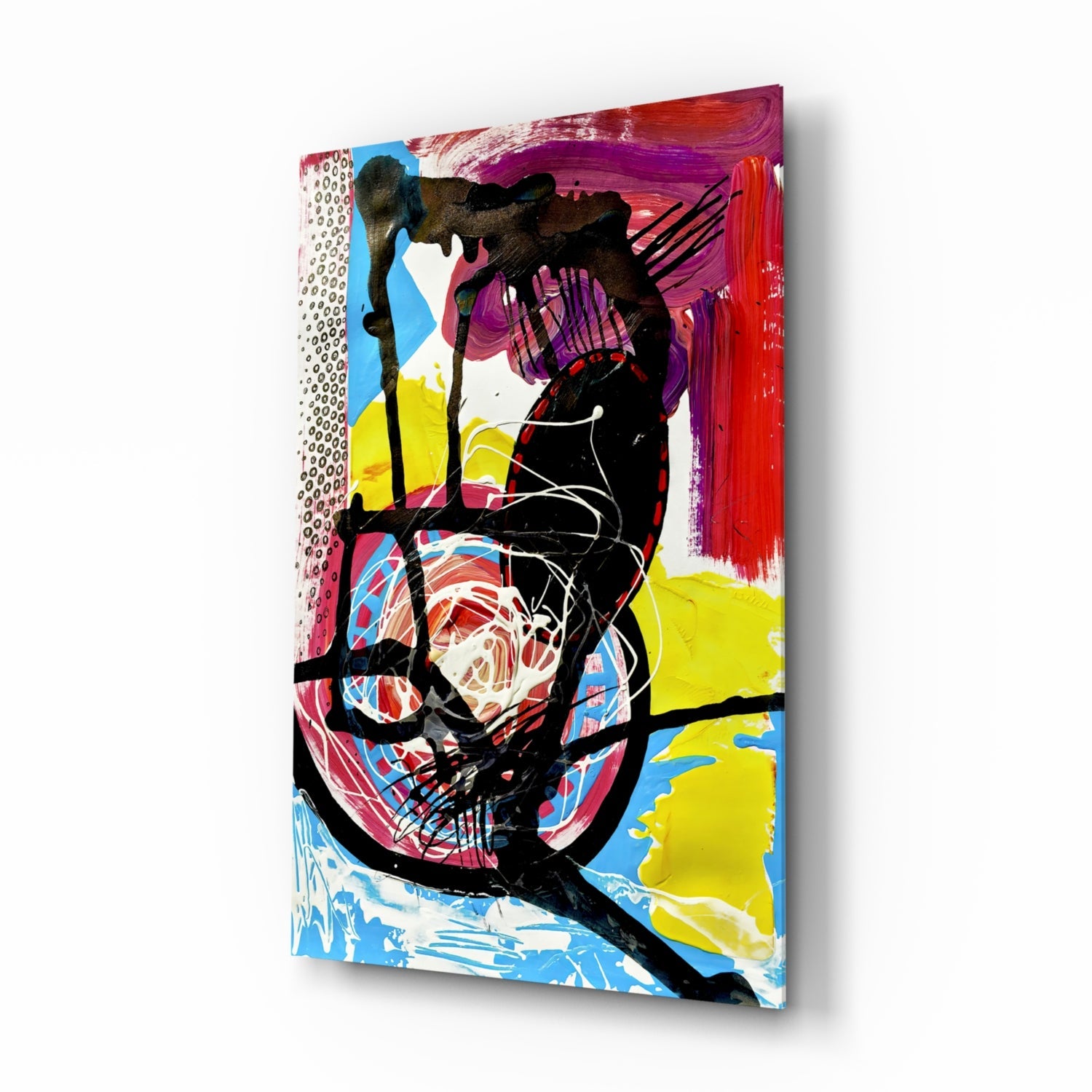 Black scribble magenta swipe abstract glass wall art