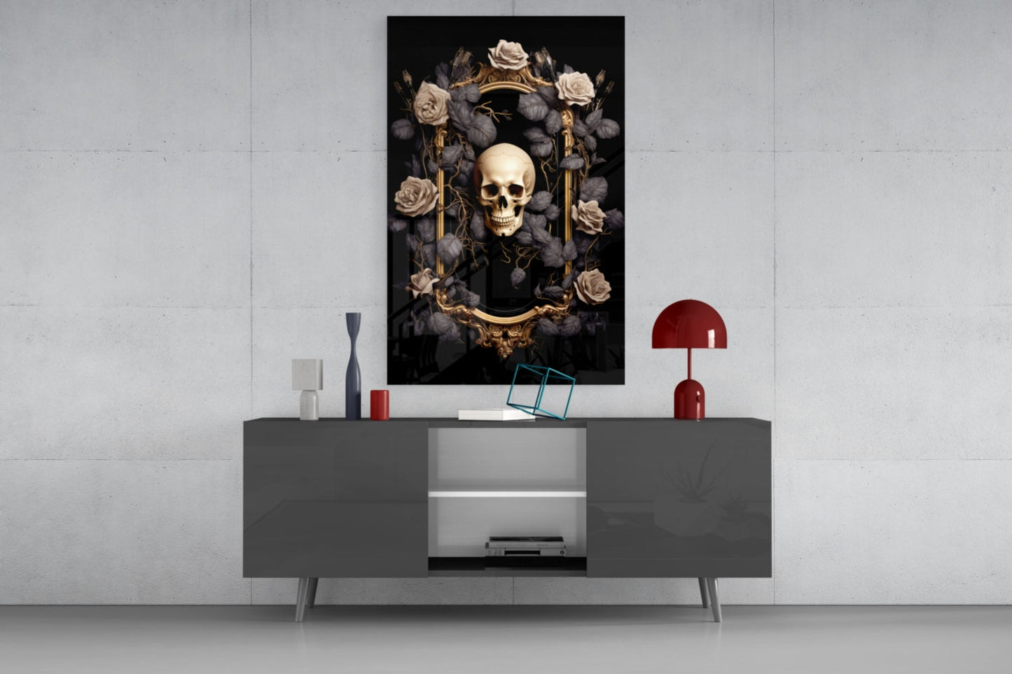 Skull Portrait Glass Wall Art