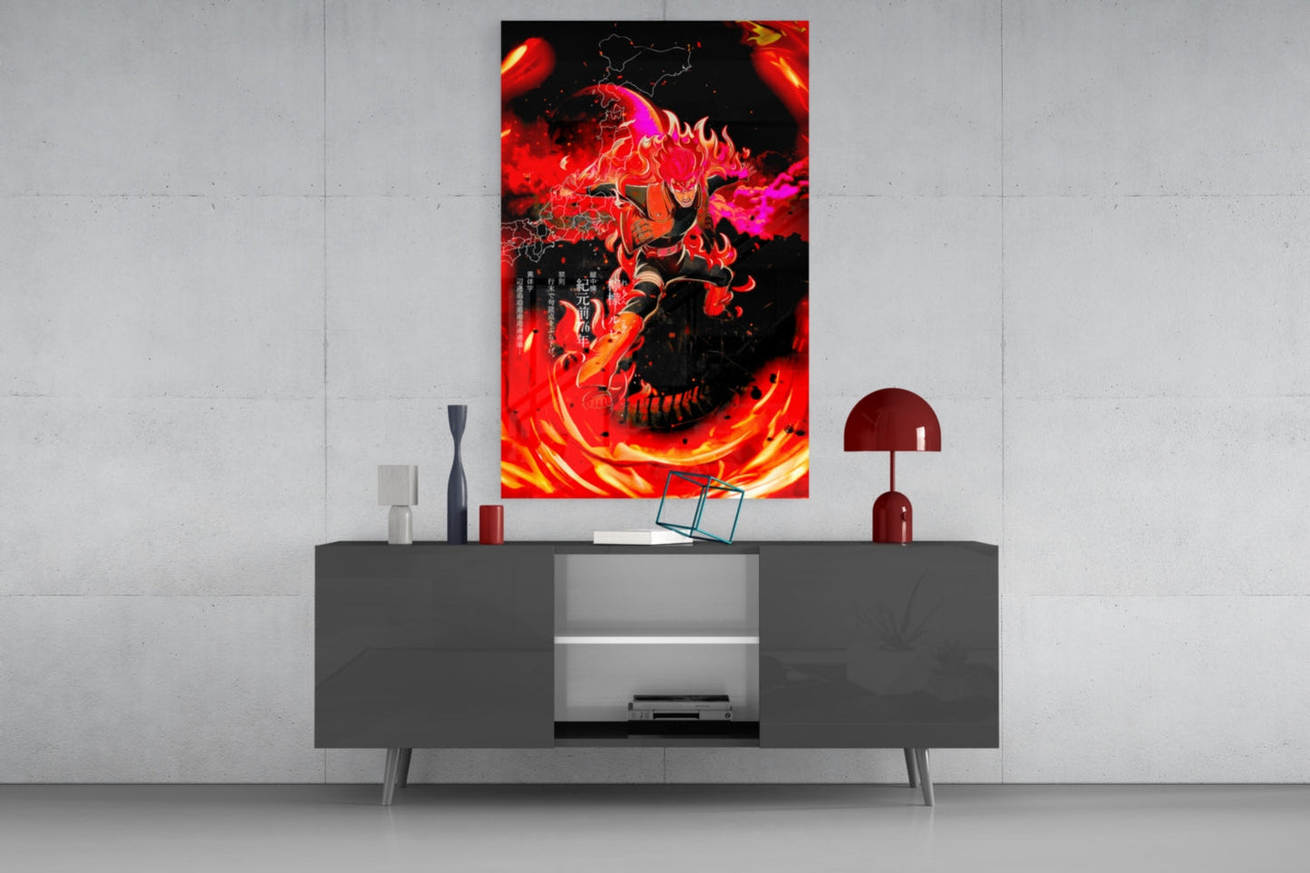 Manga Fire Ninja Glass Wall Art