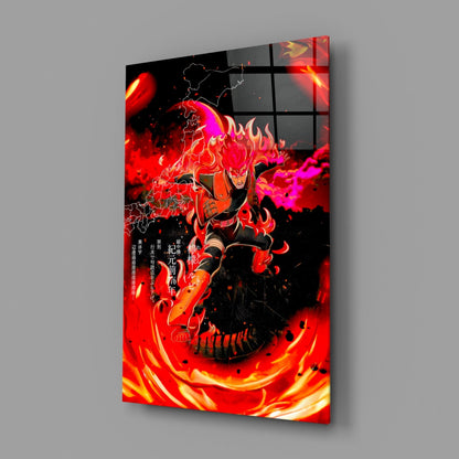 Manga Fire Ninja Glass Wall Art