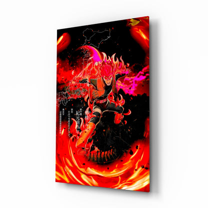 Manga Fire Ninja Glass Wall Art scarlet anime scene