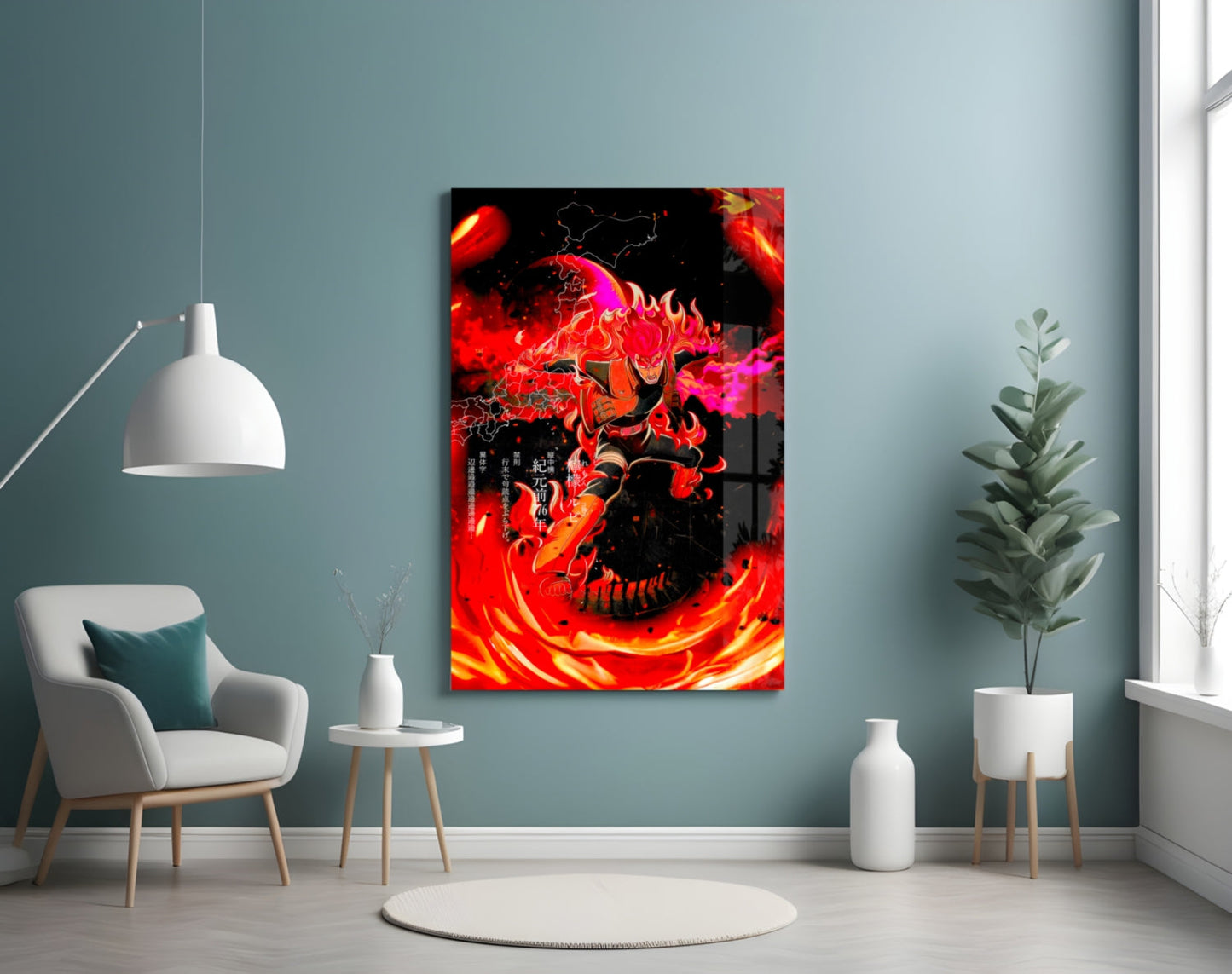 Manga Fire Ninja Glass Wall Art