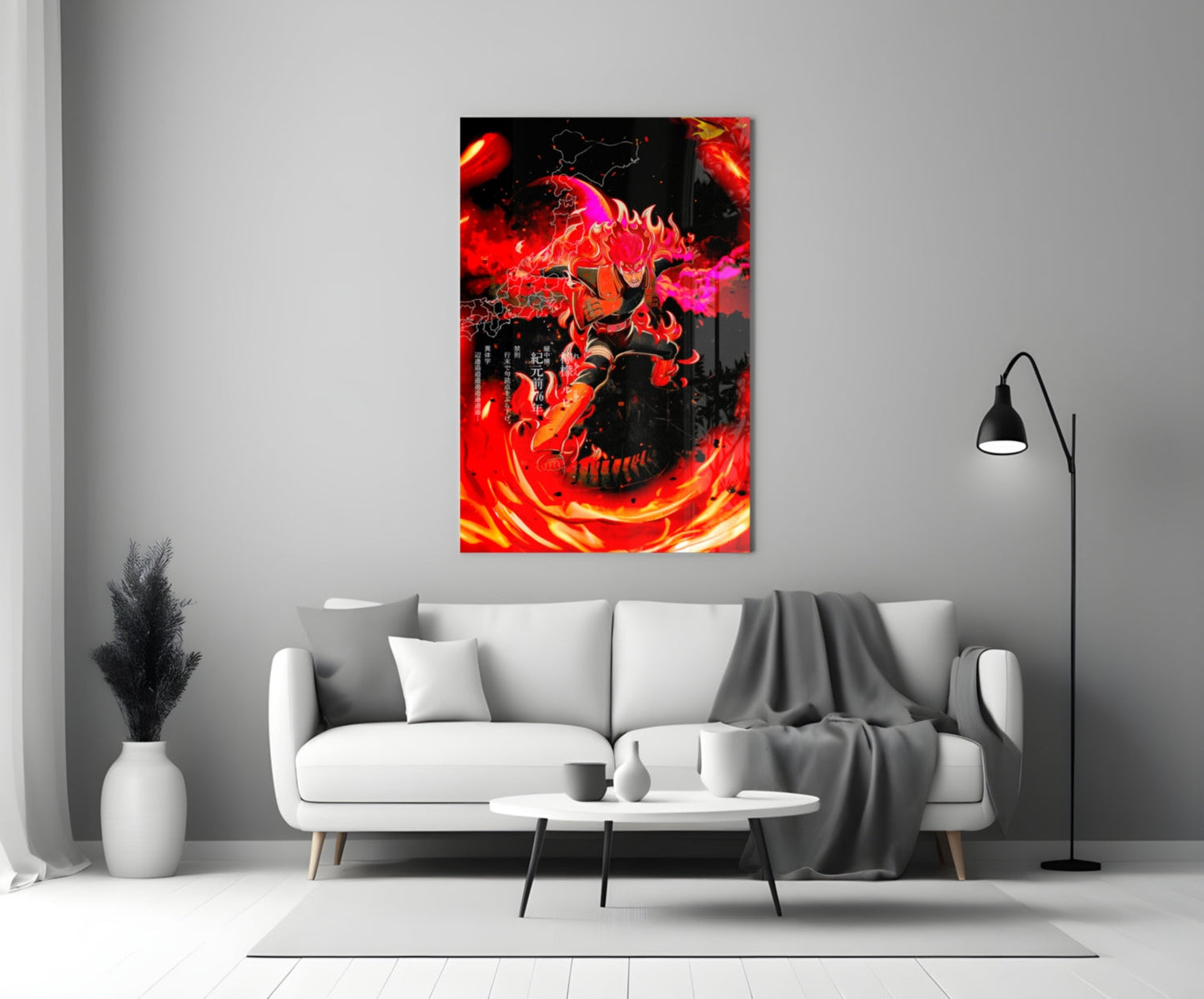 Manga Fire Ninja Glass Wall Art