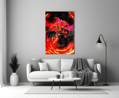 Manga Fire Ninja Glass Wall Art