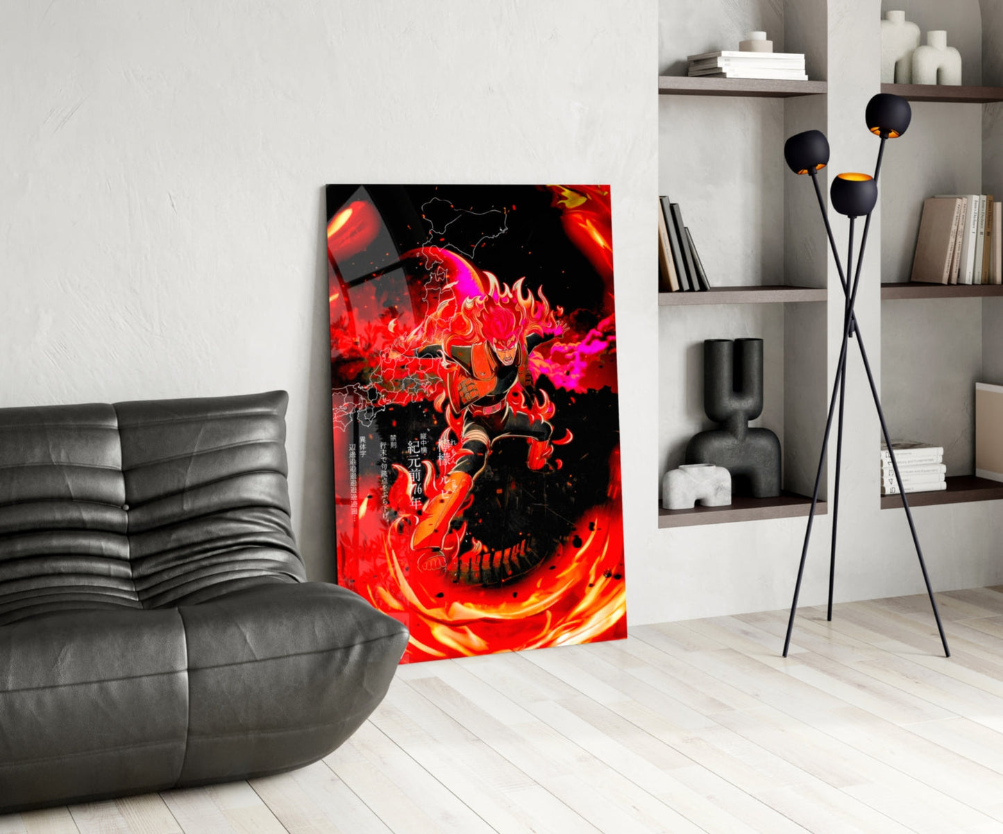 Manga Fire Ninja Glass Wall Art