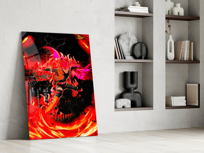 Manga Fire Ninja Glass Wall Art