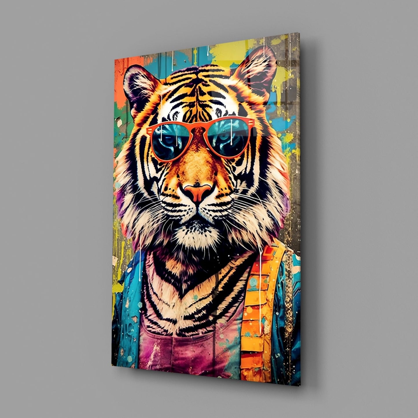 Streetwear Tiger Graffiti Glass Wall Art