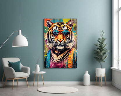 Streetwear Tiger Graffiti Glass Wall Art
