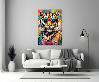 Streetwear Tiger Graffiti Glass Wall Art