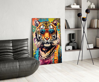 Streetwear Tiger Graffiti Glass Wall Art