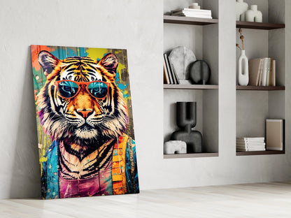 Streetwear Tiger Graffiti Glass Wall Art