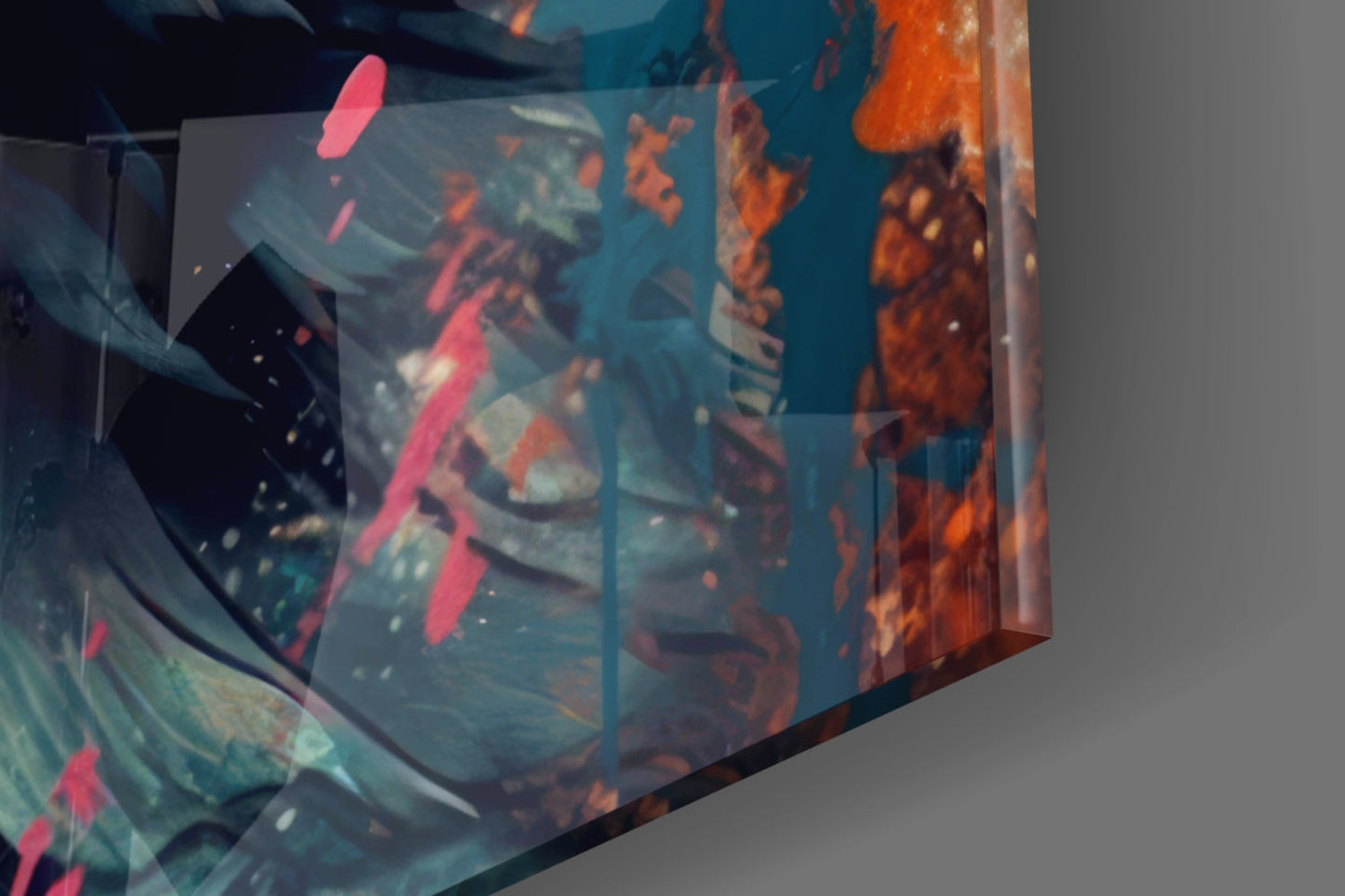 Teal and Orange Tiger Glass Wall Art