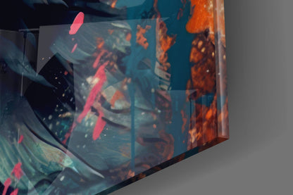 Teal and Orange Tiger Glass Wall Art