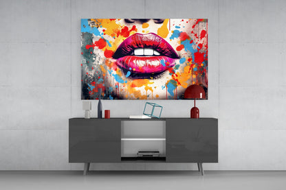 Red Lip Glass Wall Art