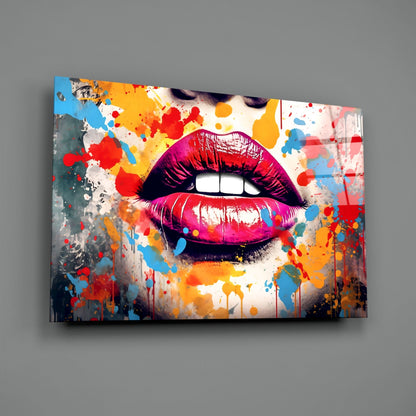 Red Lip Glass Wall Art