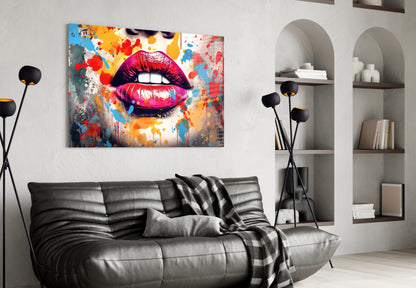 Red Lip Glass Wall Art