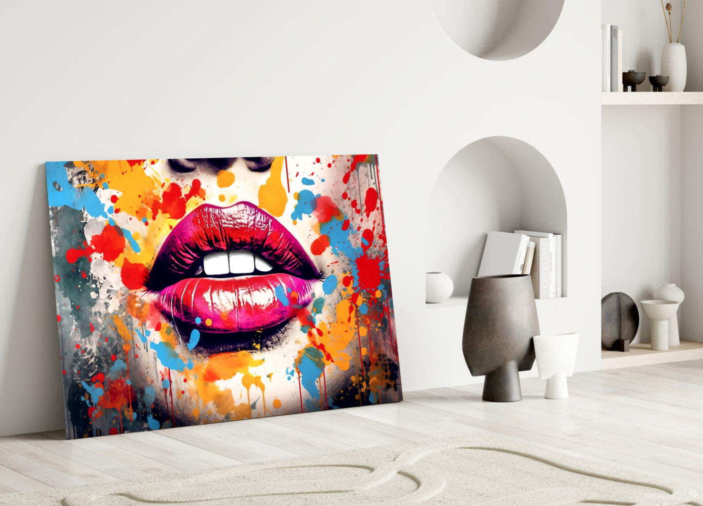 Red Lip Glass Wall Art
